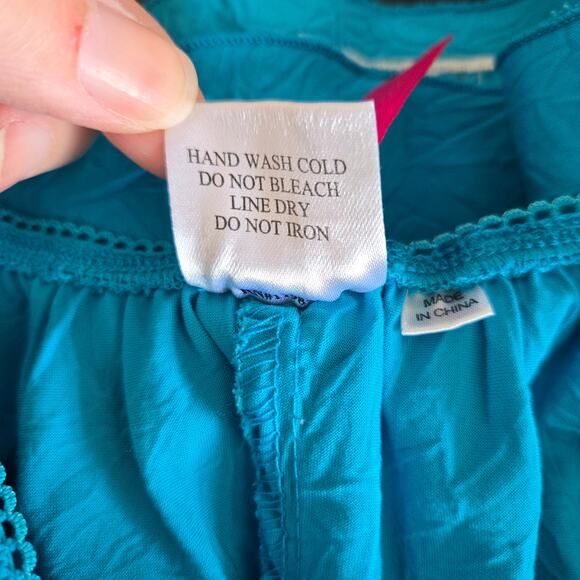 Vintage Y2K Floral Embroidered Peasant Blouse Blue Puff Fairy Women Medium - Picture 10 of 10